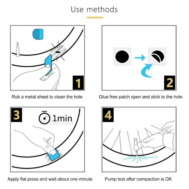 60Pcs Bike Tire Puncture Patches Glueless Bike Tire Puncture Repair Patches Bycicles Inner Tube Puncture Patches