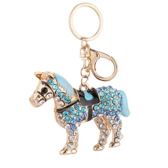Rhinestone Horse Keychain Sparkling Animal Charm Key Chain Zinc Alloy Key Ring Pendant Handbags Wallet Accessories