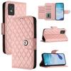 6-Color PU Leather Diamond Check-Patterned Wrist Strap Wallet Phone Case for TCL 305,TCL 306,TCL 30,303,30T,40 SE,403,408,T-Mobile REVVL 7 Pro...