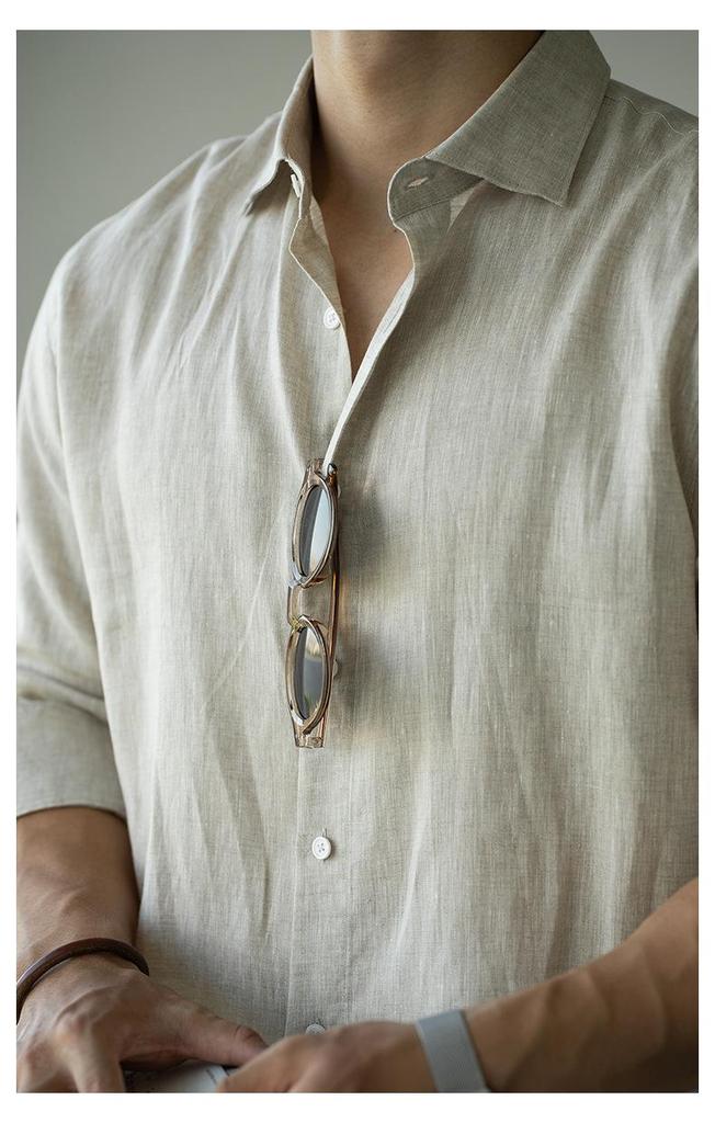 Men's Italian Linen Lightweight Long-Sleeve Shirt - Spring 2026 Casual, Old Money Style.