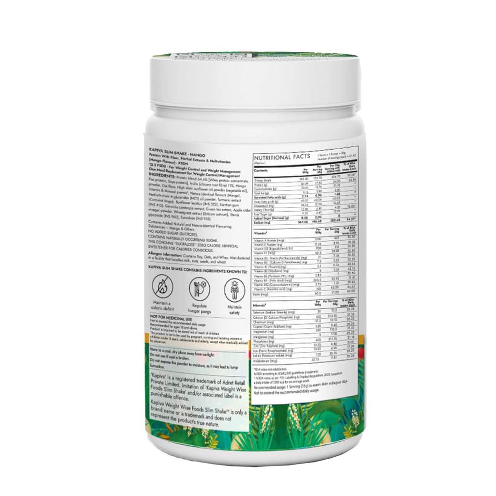 Kapiva Mango Slim Shake 750g High Protein Mahlzeitenersatzgetränk für Gewichtsmanagement