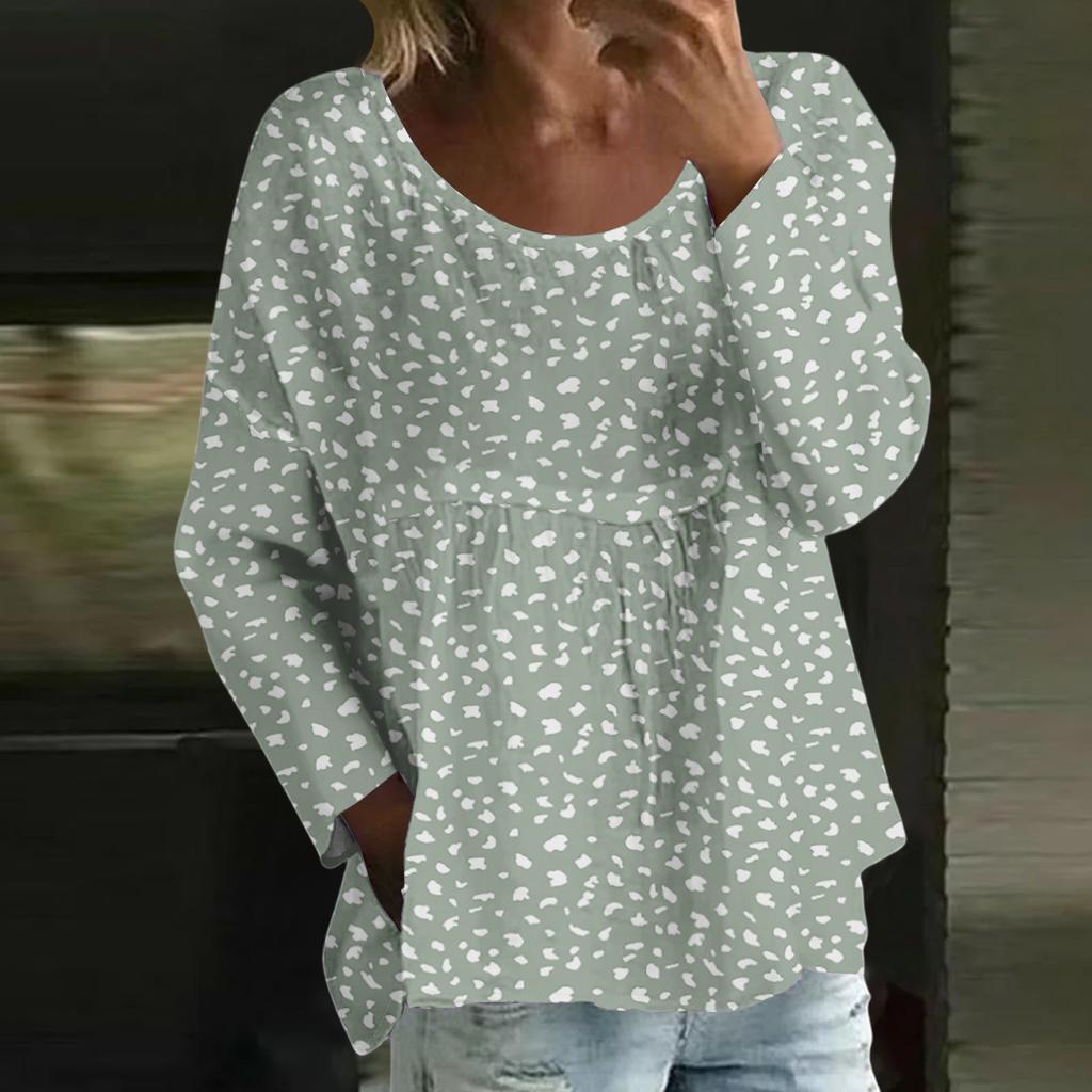 Damen Casual Mode Locker Rundhals Blumenmuster Langarm Oberteil