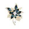 Autumn And Winter New Korean Version Crystal Brooch Blue Women'S Corsage Slightly Inlaid Zircon Copper Gold-Plated Pin Clothing Accessories
