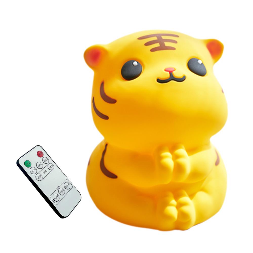 

Cute Tiger Night Light with Remote Control Battery Powered Silicone Lamp for Bedroom A