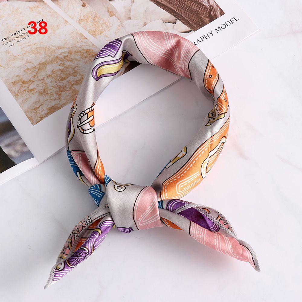 Small Vintage Hair Band Bags Tie Wrist Wrap Silk Feel Satin Bandana Women Square Scarf Handkerchief