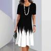 3D Geometric Stripe Print Elegant Women's Short-sleeved Summer Dress