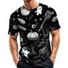 Men's Casual Short Sleeve T-Shirt Lightweight Breathable Fabric Crew Neck Halloween Themed Printed Top for Everyday Wear
