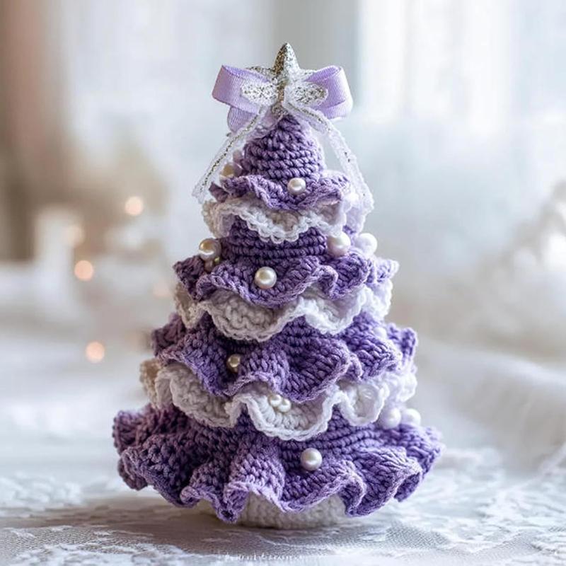 Kendin Yap Tığ İşi Yılbaşı Ağacı Kiti, Yeni Başlayanlar İçin El Yapımı Tatil Süsleme Seti, Ağaç Fiyonk İnci Süslemeli Yılbaşı Partisi