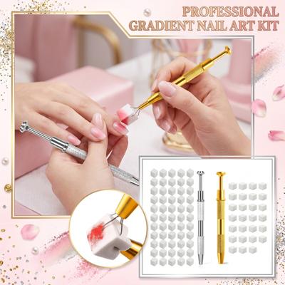 Nail Art Gradient Sponge Tool Set 1cm Square Sponges with Precision Handle for Blending Ombre Effects and Blush Application On Nails