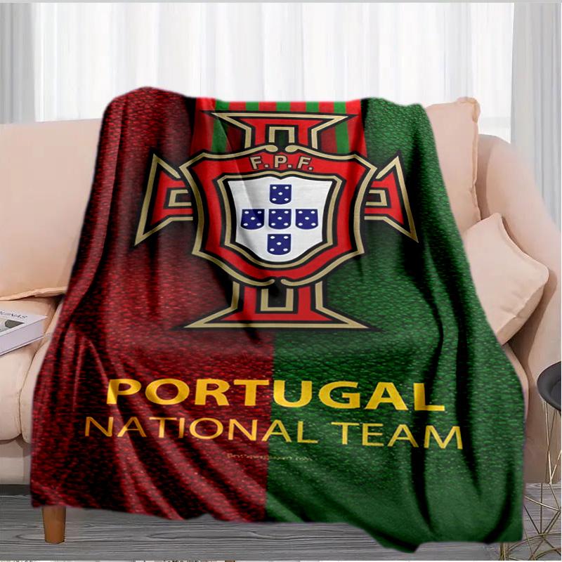 Decke mit Wappen der Portugiesischen Fußballföderation Geeignet für Sofas, Betten, Büros und Camping - Perfektes Geschenk für Halloween Weihnachten