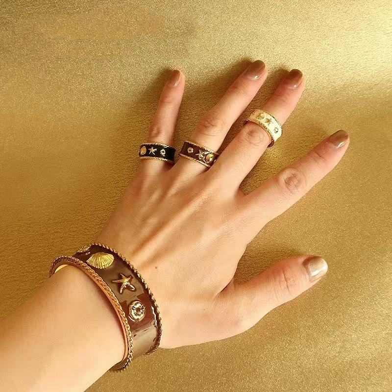 Autumn/Winter Starfish Multicolored Enamel Ring - Versatile Fashion Jewelry for Women