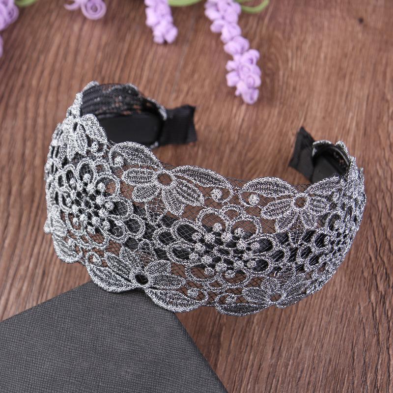 Bentișă de Dantelă Lată cu Margine Diademă Păr Sparge Floarea Soarelui cu Dinți Bandă Anti-alunecare Modă Accesorii Păr pentru Femei