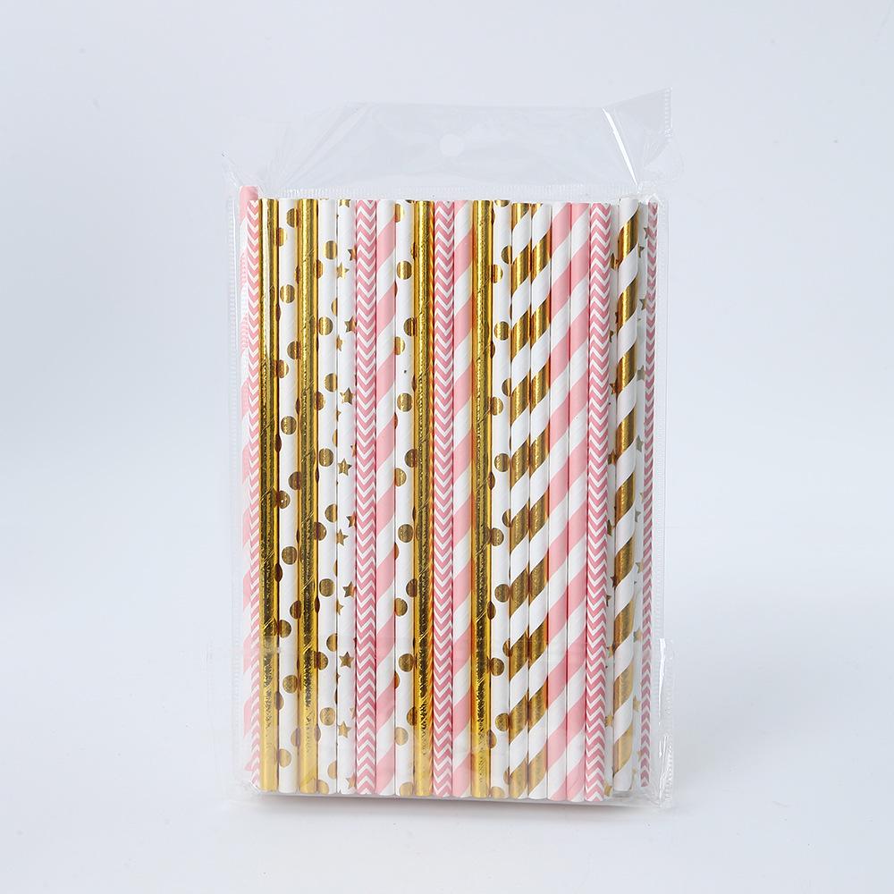 Eco-friendly Biodegradable Striped Paper Straws for Juice Catering