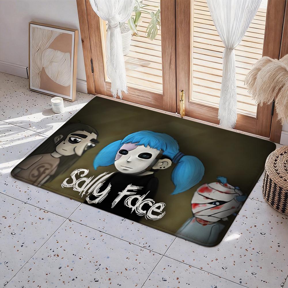 Characters Mystery Game Sally Face Floor Mat Eco Flannel Doormat Non Slip Odorless Indoor Floor Rug Soft Short Plush Home Mat