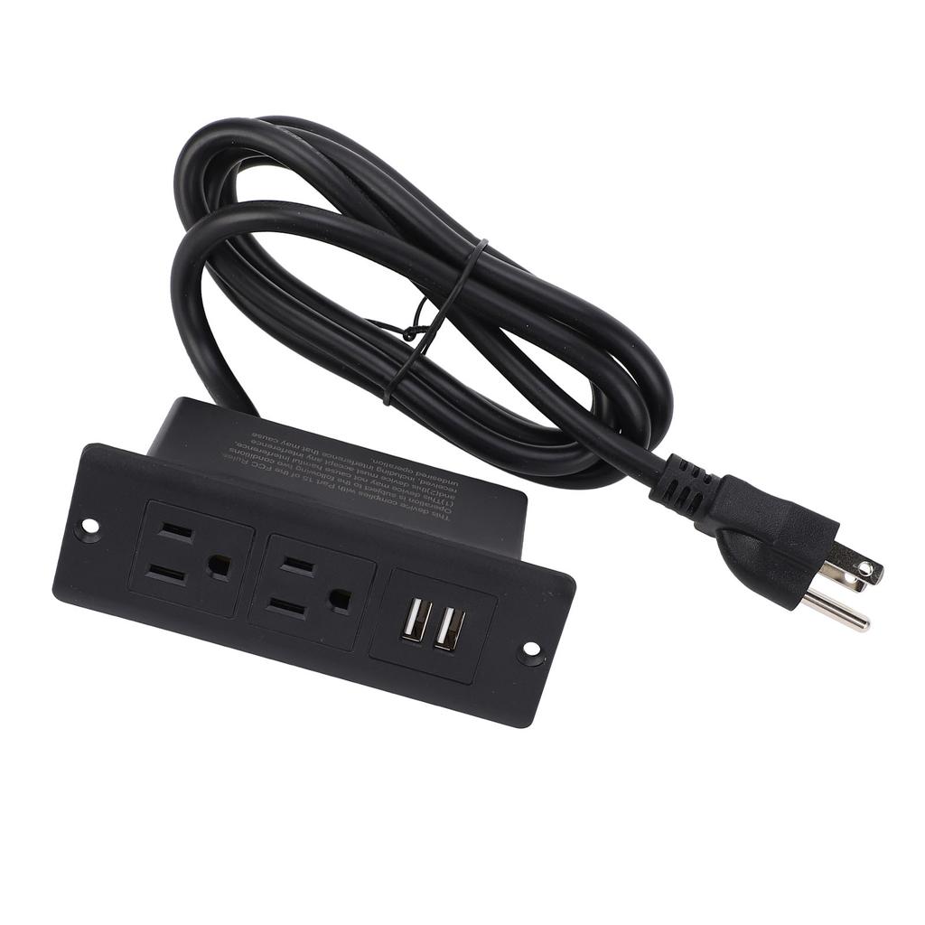 Conference Recessed Power Strip Table Furniture Outlet 2 AC Sockets 2 USB Ports 1.5m Cord