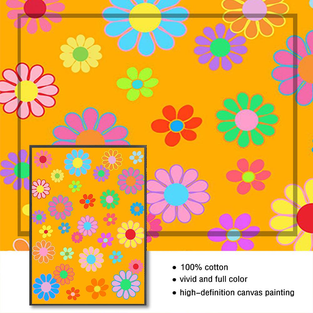 Customizable Colorful Heart Painting Abstract Flowers Mushrooms Posters and Prints Kids Room Girls Wall Art Picture