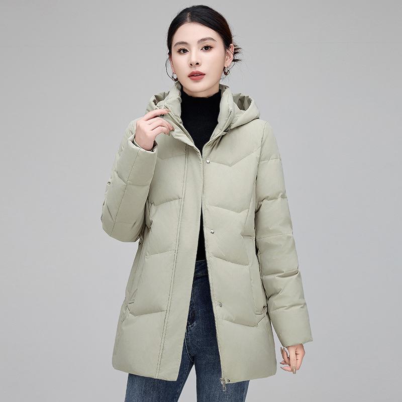 White Duck Down Jacket Women's Mid-Length New Winter Clothes Korean Style Fashionable Warm Thickened Jacket