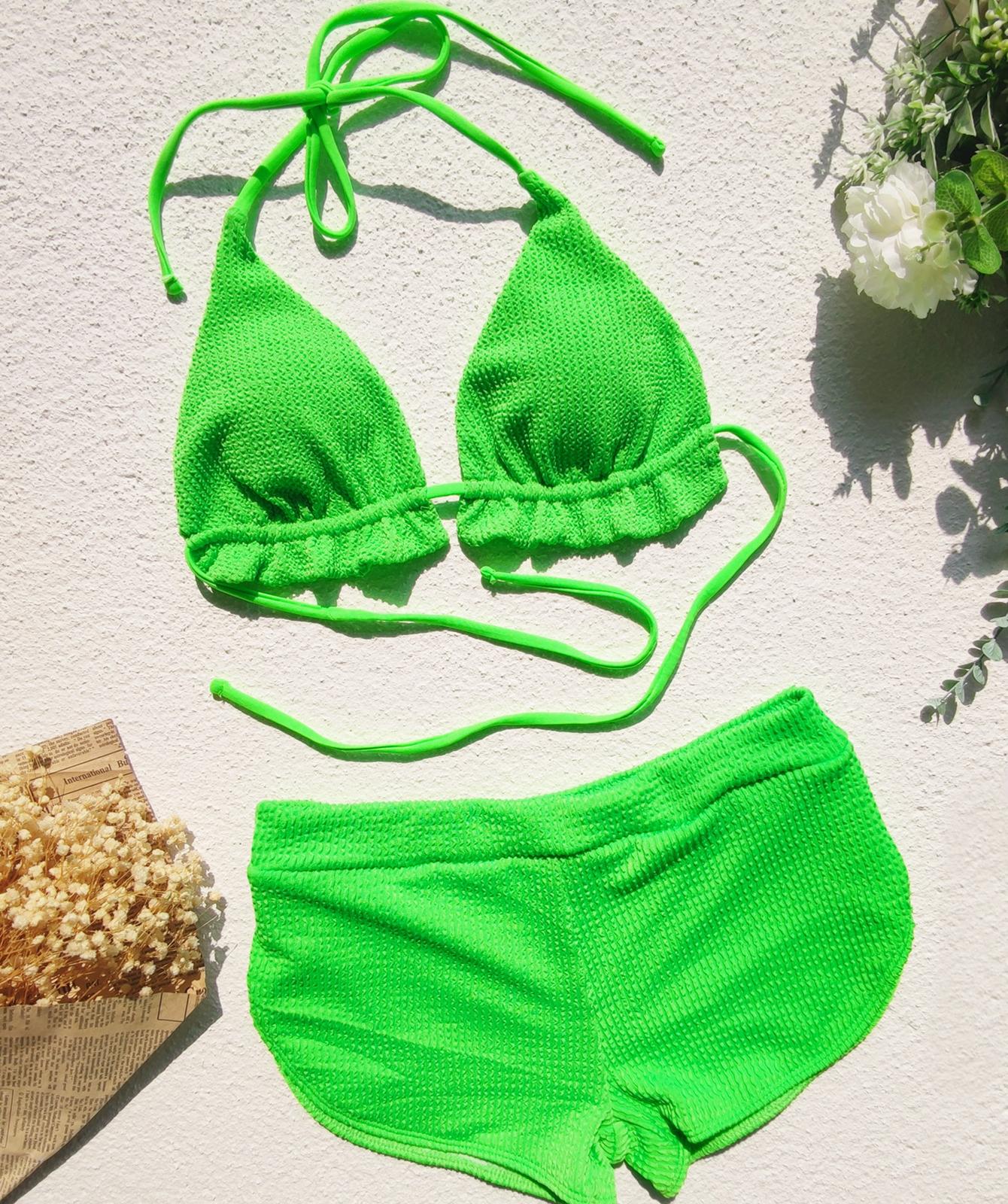

Женский купальник, сплошной цвет, завязка на спине, сексуальное бикини, бразильская пляжная одежда, купальные костюмы L зелёный