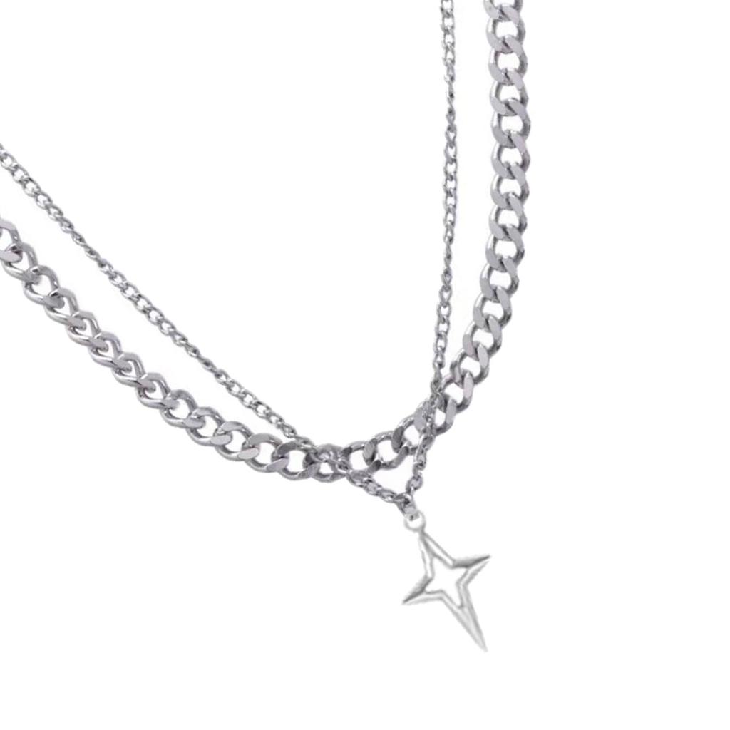 Stylish Zinc Alloy Necklace With Star Pendant Adjustable Chain Lightweight Neckchain Unisex Jewelry Gift