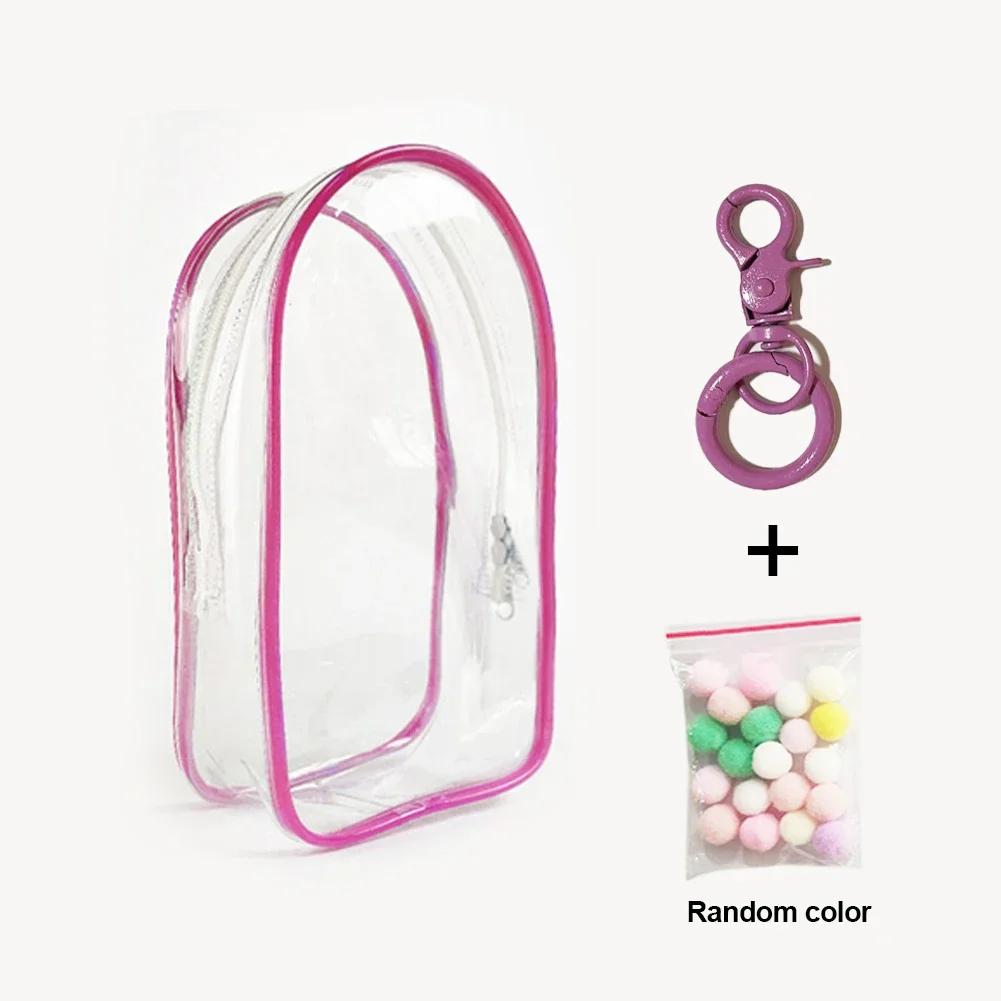 Colorful Transparent Protector Case Organizer Box for 17cm Labubu Plush Dolls Outdoor Display Bag With Keychain Doll Accessories