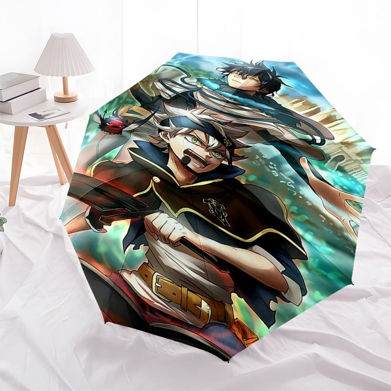 

1pc Black Clover Asta & Yuno Umbrella: Automatic Opening/Closing, Portable 3-Fold Design, 8-Bone Iron Frame, Outdoor, Perfect Gift for Fans, Travelers