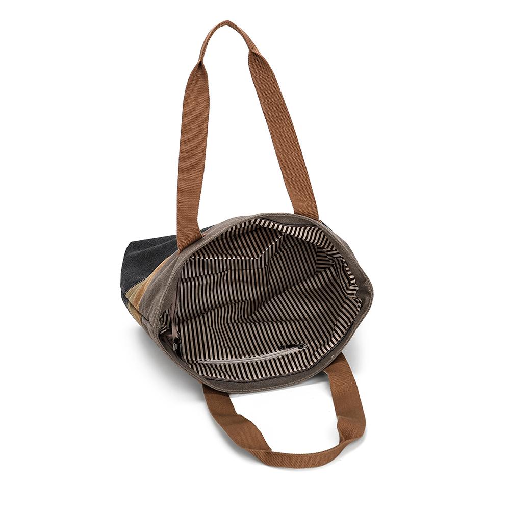 Vintage Canvas Shoulder Bag Women's Portable Tote Bag Tongle Large Capacity Shopping Bag