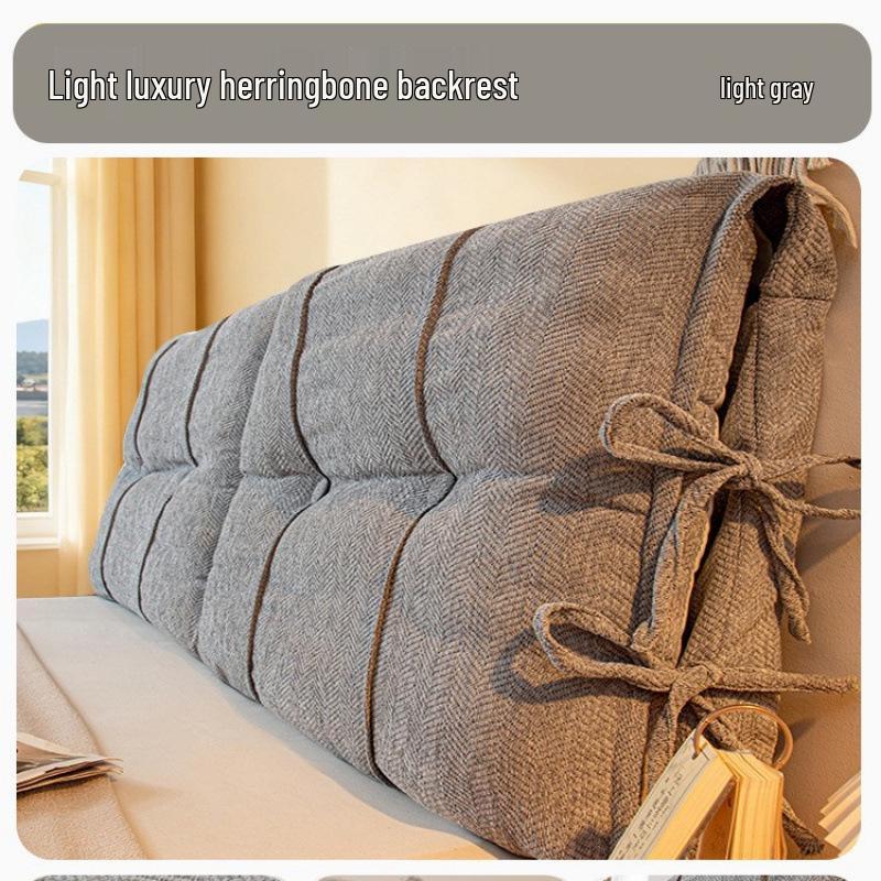 2025 Herringbone Headboard Cushion: Soft Upholstered, Anti-collision, Fixable Bedside Pillow