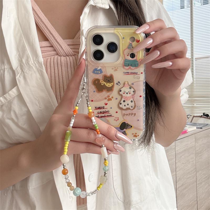 Colorful Polka Dot Puppy Case for iPhone 17/16 Pro Max/15/14 - Cute and Stylish Cover for Girls