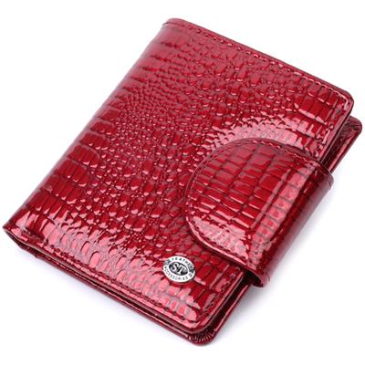 Patent Leather Wallet for Women of Medium Size Made of Genuine Leather ST Leather 22685 Red