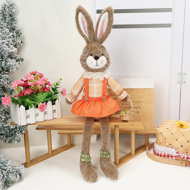 

2026 Easter Bunny Sitting Gesture Ornaments Long Soft Legs Cartoon Rabbit Statue Outdoor Porch Decoration With Carrot Home Decor 4XL