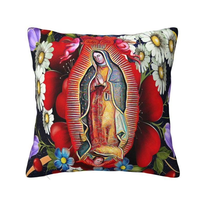 

Our Lady Of Virgin Mary Mexico Pillow Covers Living Room Christian Jesus Saint Catholic Luxury Cushion Cover Velvet Pillowcase 30x30cm 12x12in