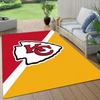 Kansas City Chiefs Flannel Pattern Square Carpet,Area Rug,Carpet Rug for Living Room Bedroom Sofa Playroom Decor,Non-slip Floor Mat