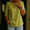 Damen Henley-Hemd mit V-Ausschnitt, Dreiviertelärm, locker, lässige Bluse