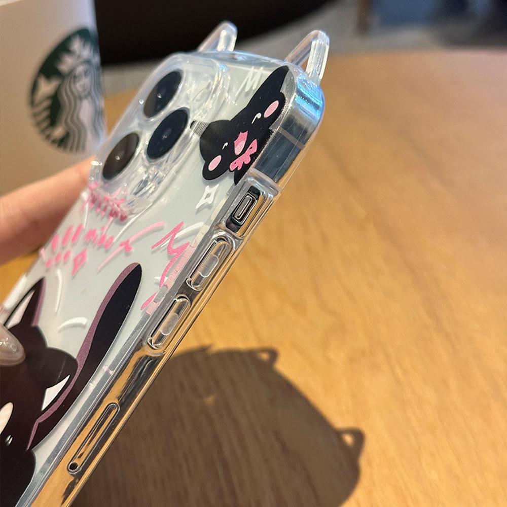 Urechi de pisică Potrivite pentru husă telefon mobil Apple 16 Husă de protecție iPhone 15 14pro Brățară 13 Transparent 12 Carcasă moale