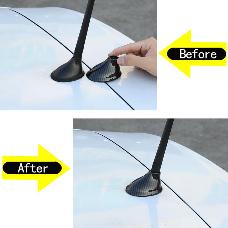 For Fiat 500 2011-2015 ABS Carbon fiber/Bright Silver Car Roof Antenna Cover Base Protection Decorative Cover Car Accessories