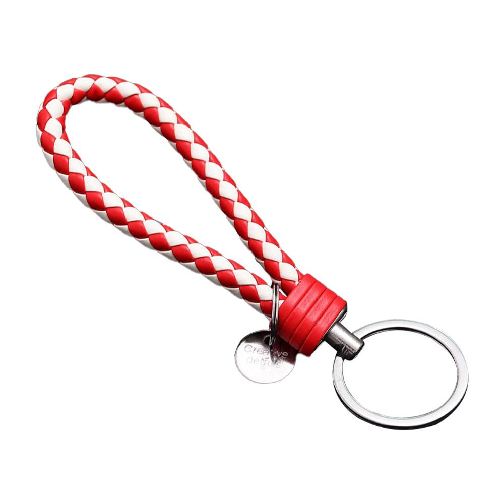 Leather Braided Woven Rope Keychain Diy Bag Pendant Key Car Holder Keyring
