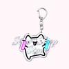 Kawaii Little Cat with Flower Keychains Strawberry Kitten Keyring for Accessories Bag Key Chain Ring Jewelry Fans Friends Gifts