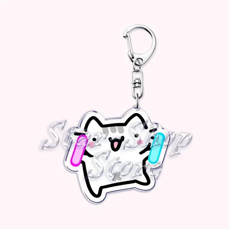 Kawaii Little Cat with Flower Keychains Strawberry Kitten Keyring for Accessories Bag Key Chain Ring Jewelry Fans Friends Gifts