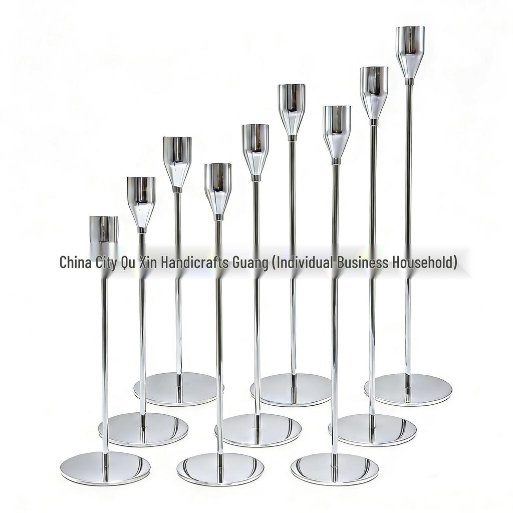 Elegant European Candle Holder Set: Electroplated Three-Piece Metal Ornament for High-End Dining and Wedding Décor.