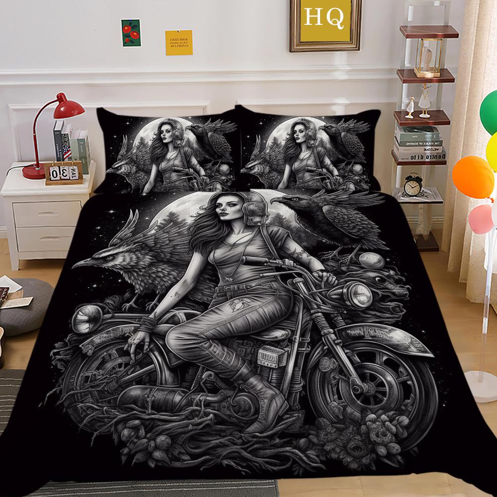 Beauty Skull Printed Bedspreads King Size Microfiber Bed Set Man Design High Quality Comforter Cover Set