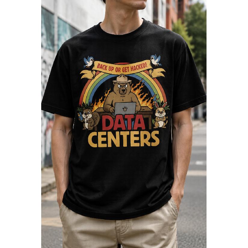 Plus Size - Men's T-Shirt S-5XL Featuring a Humorous Data Centers Graphic With Bear, Rainbow And Animals - a Casual Short-Sleeve Crew-Neck Top With