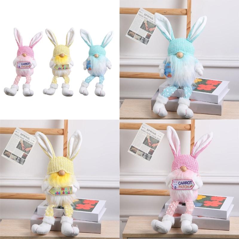 RabbitEar Rudolph Doll Festival Decoration Gnome Figurine Seasonal House Decor Bedroom Kitchen Ornament Easter Layouts
