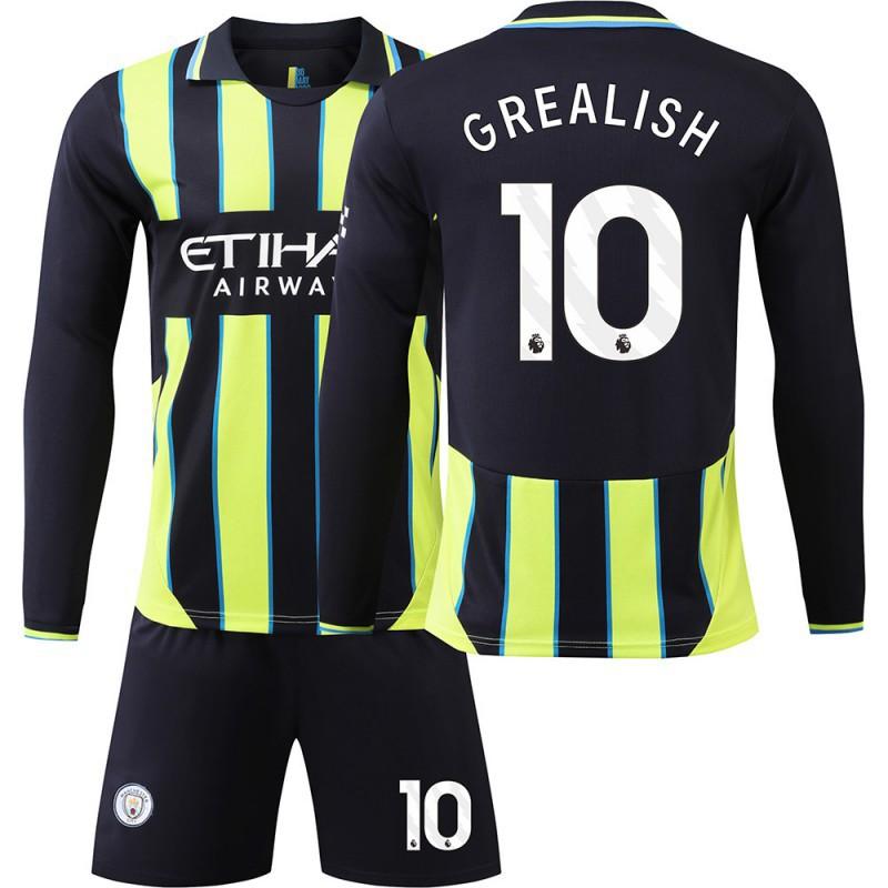 2425 Manchester City Away Shirt No. 9 Harland 17 De Braunet Long-sleeved Football Set Training Clothes