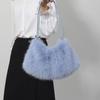 Warme Pluizige Schoudertas Effen Kleur Dames Handtas Retro Kunstbont Hobo Tas Dames