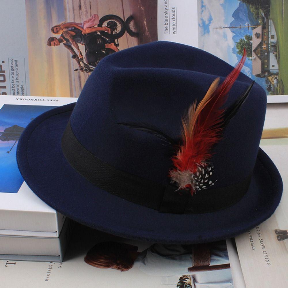Dress Up Feather Decors Fedora Hat Fedora Hat Bucket Hat Retro Topper Hat Costume Accessories