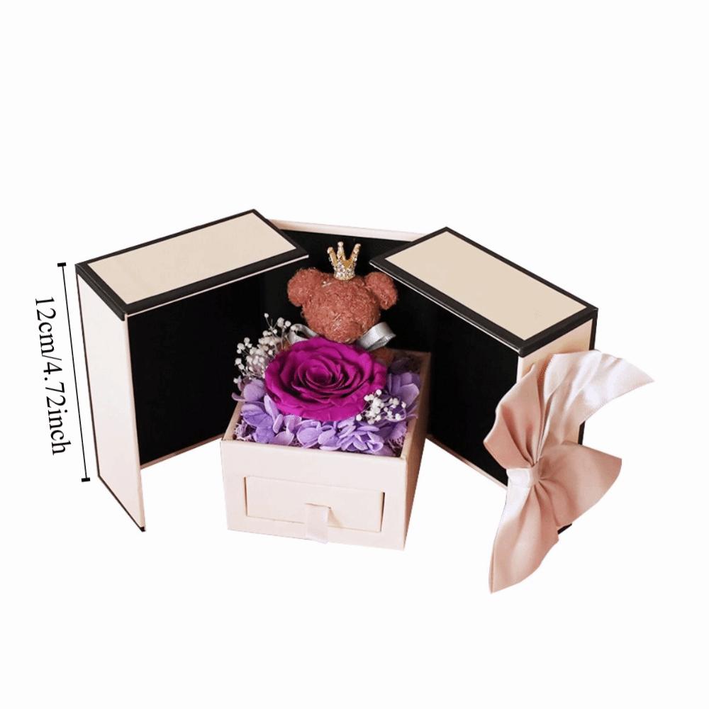 Rosen-Design Ewige Blume Schmuckschatulle Doppeltür Valentinstags-Geschenkbox Geschenkverpackung