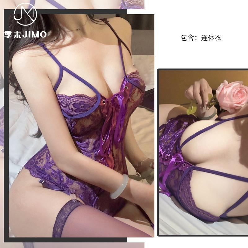 New Sexy Lace Lingerie Perspective Waist Onesie Cross Strap Hot Seduction Women