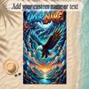 Birds Theme Soft Beach Towel Personalized Custom Name Text Towel Portable for Beach Pool Travel