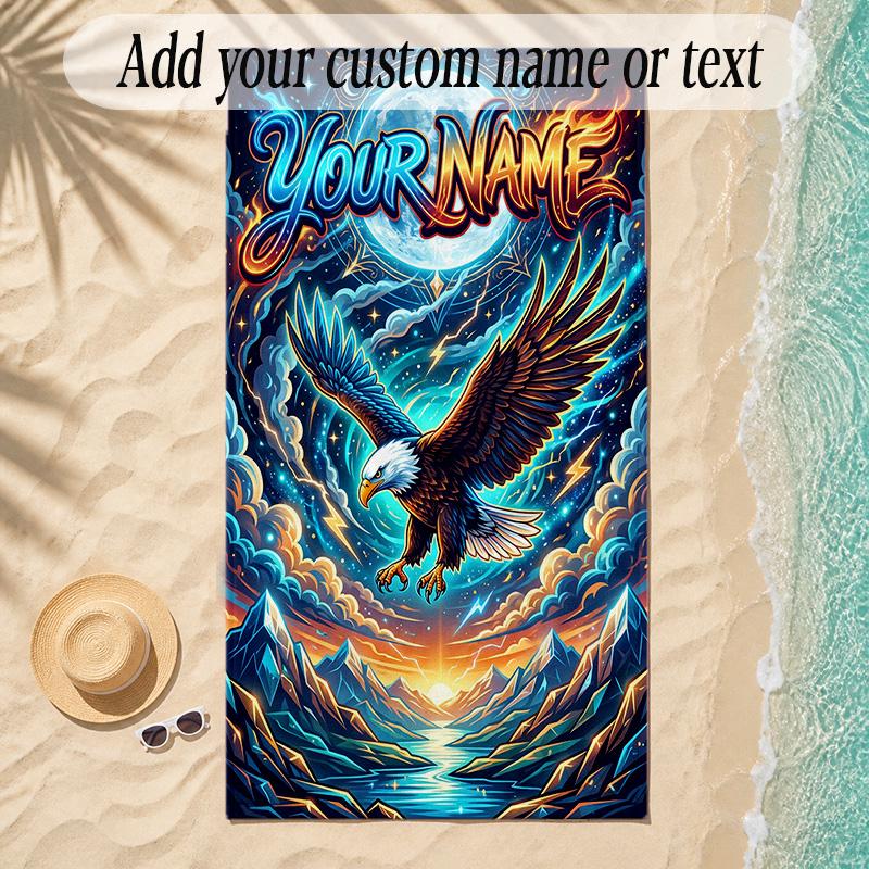 Birds Theme Soft Beach Towel Personalized Custom Name Text Towel Portable for Beach Pool Travel