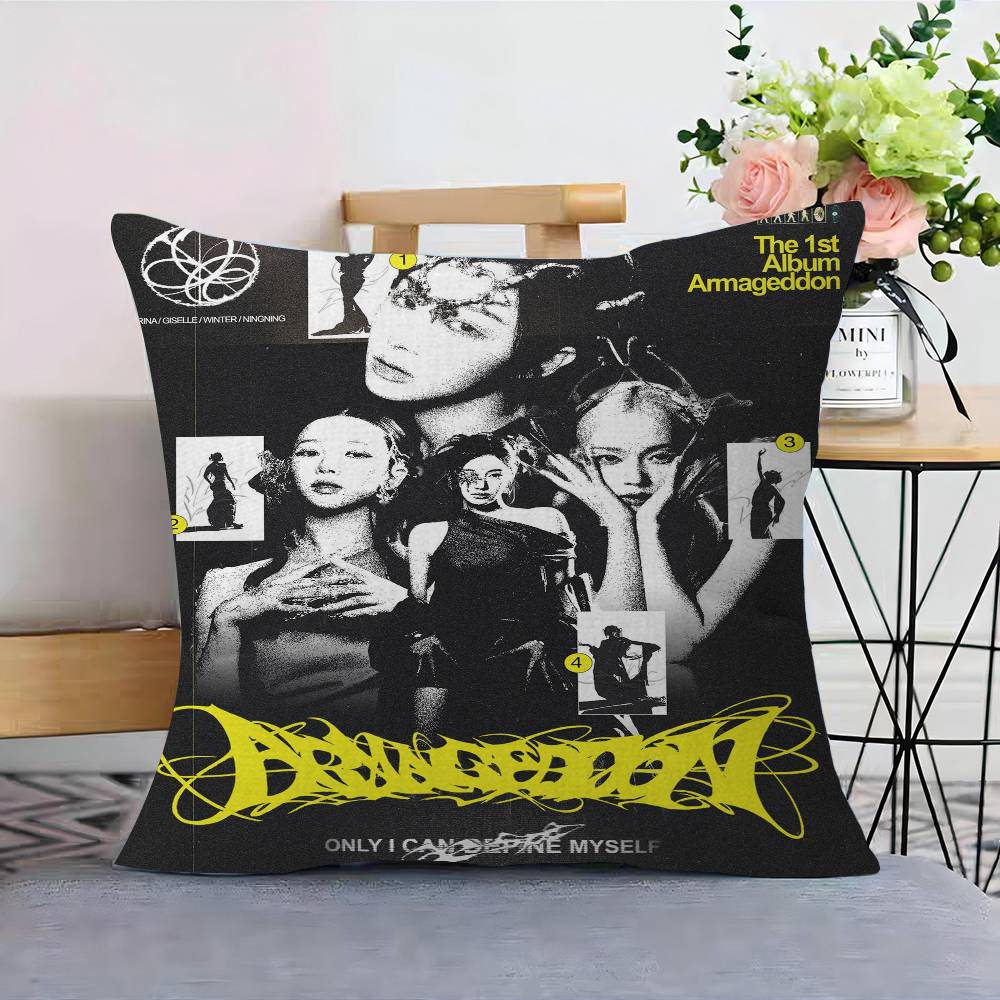 Kpop Style A-Aespa Personalized Pillow Dust Cover Bedroom Kids Party Decoration Pillowcase Birthday Children Gift